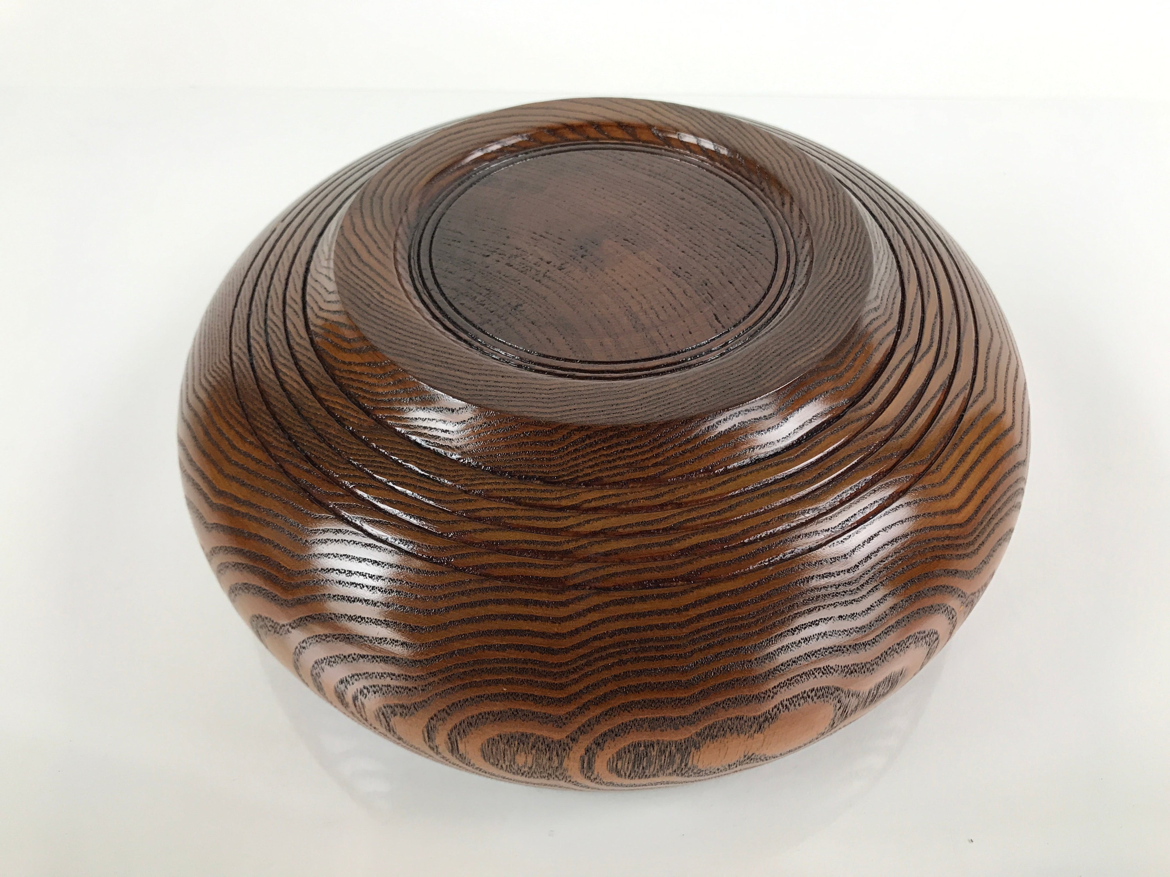 Japanese Brushed Lacquer Wooden Kashiki Snack Bowl Vtg Kashibachi Brown L156
