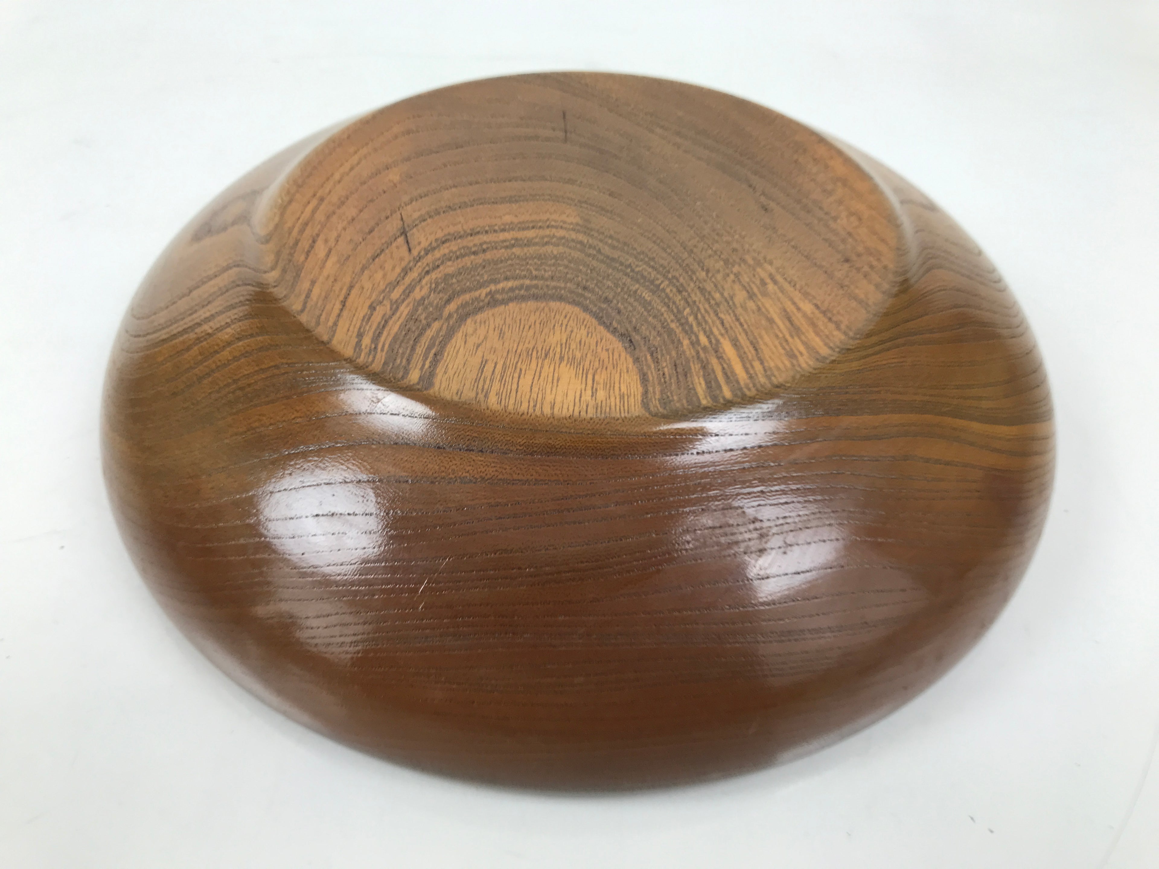 Japanese Brushed Lacquer Wooden Kashiki Snack Bowl Vtg Kashibachi Brown L522
