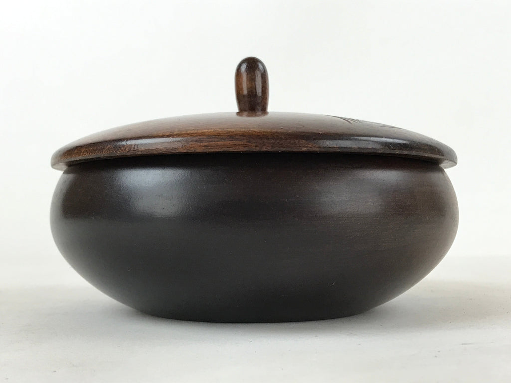 Japanese Brushed Lacquer Wooden Lidded Bowl Kashiki Vtg Tea Ceremony Iris L120