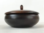 Japanese Brushed Lacquer Wooden Lidded Bowl Kashiki Vtg Tea Ceremony Iris L120