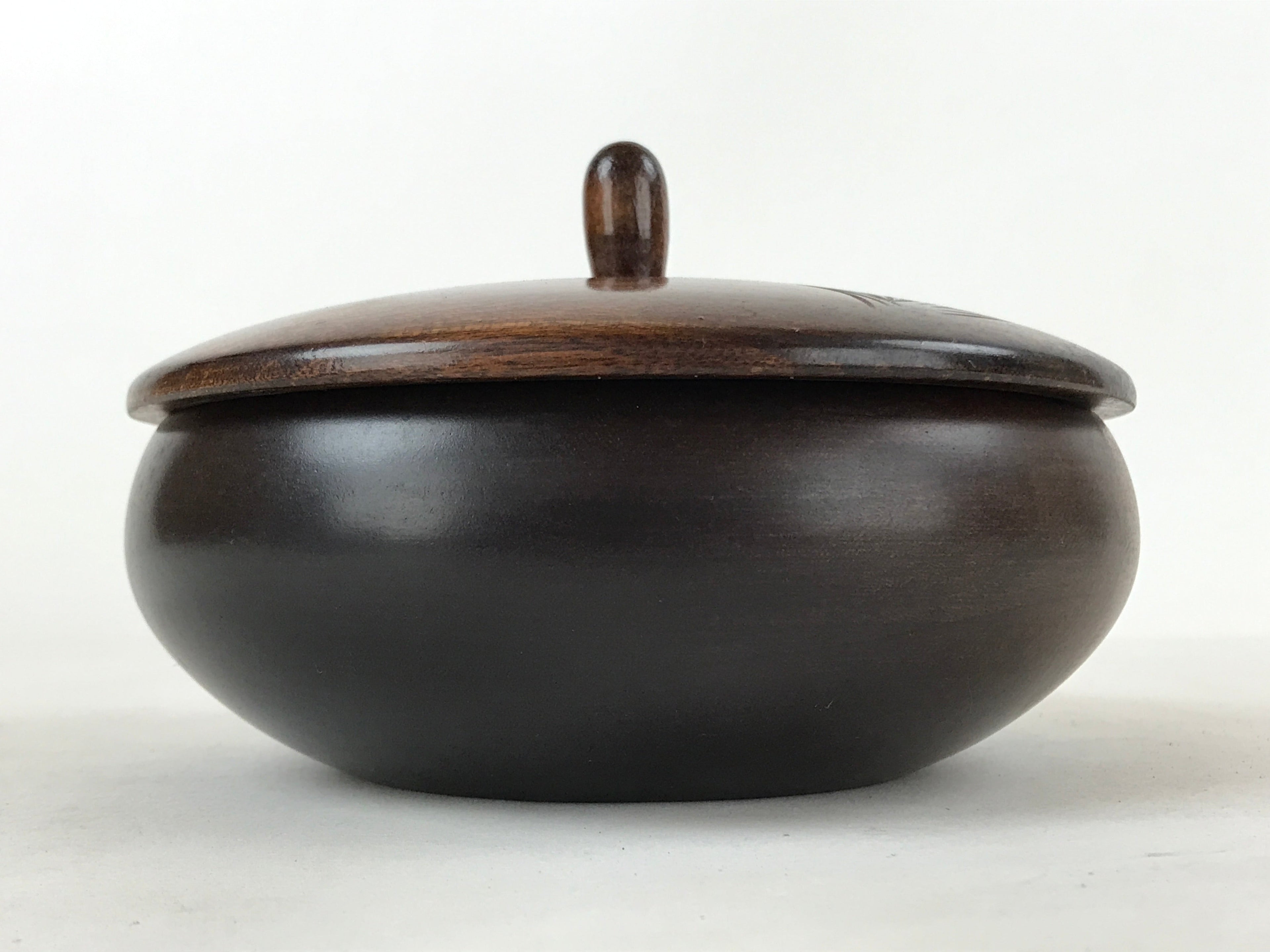 Japanese Brushed Lacquer Wooden Lidded Bowl Kashiki Vtg Tea Ceremony Iris L120