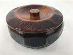 Japanese Brushed Lacquer Wooden Lidded Bowl Kashiki Vtg Tea Ceremony LWB130