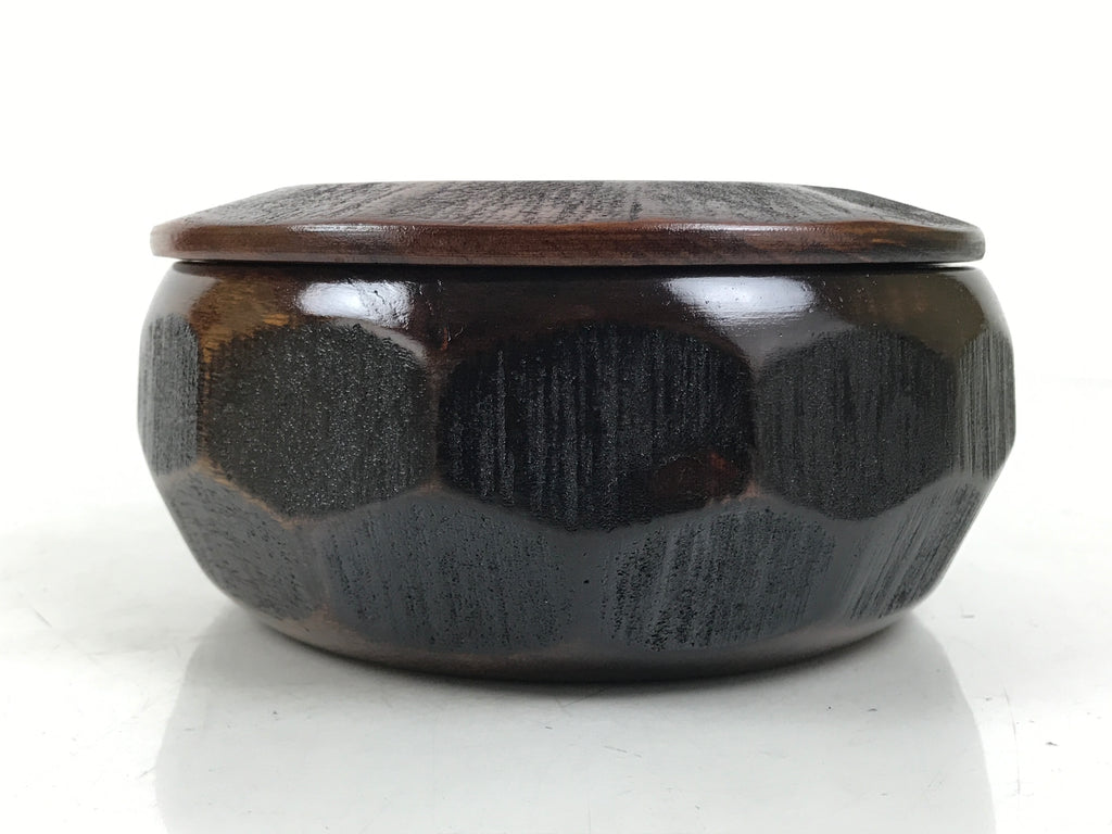 Japanese Brushed Lacquer Wooden Lidded Bowl Kashiki Vtg Tea Ceremony LWB130