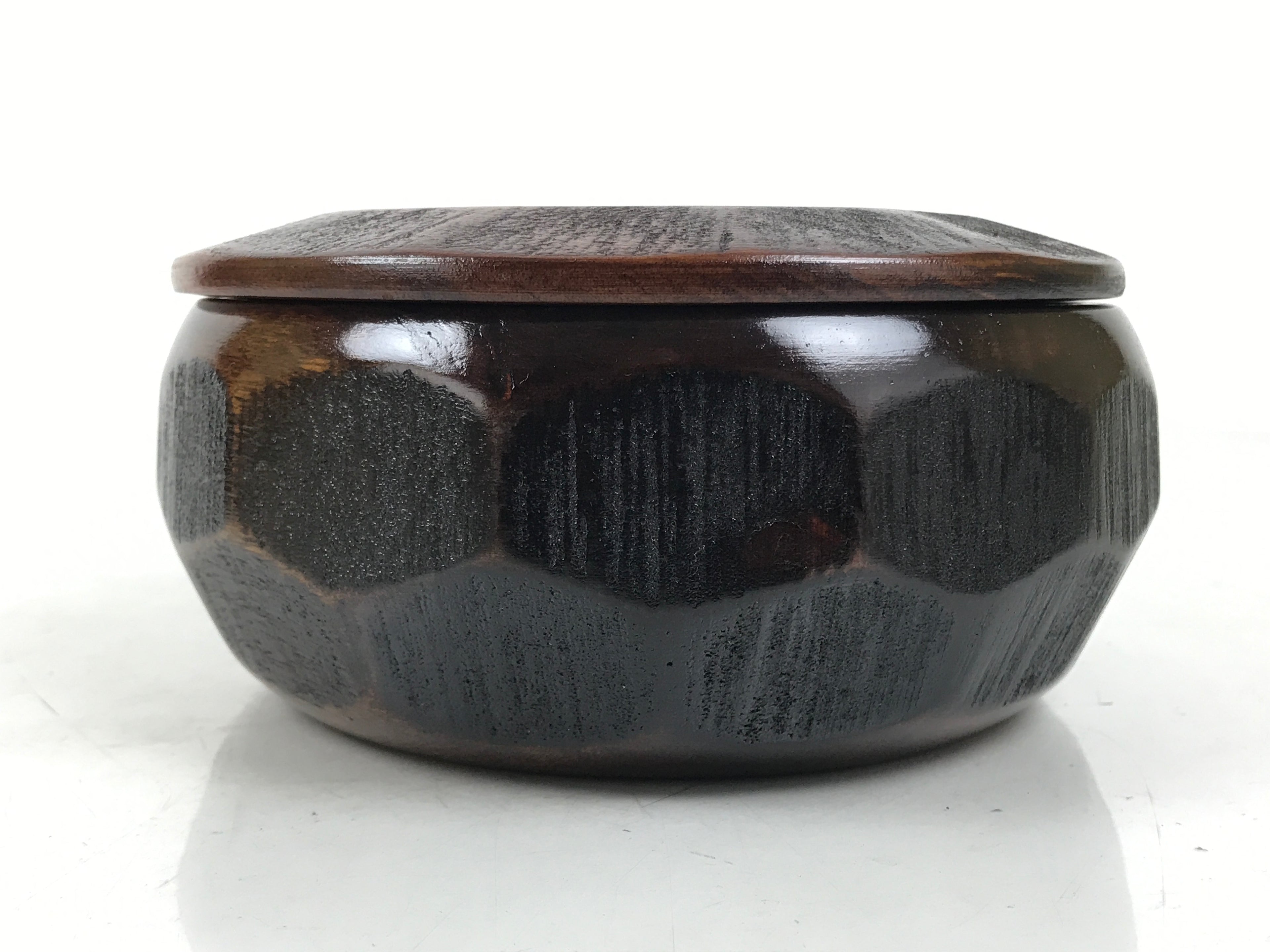 Japanese Brushed Lacquer Wooden Lidded Bowl Kashiki Vtg Tea Ceremony LWB130