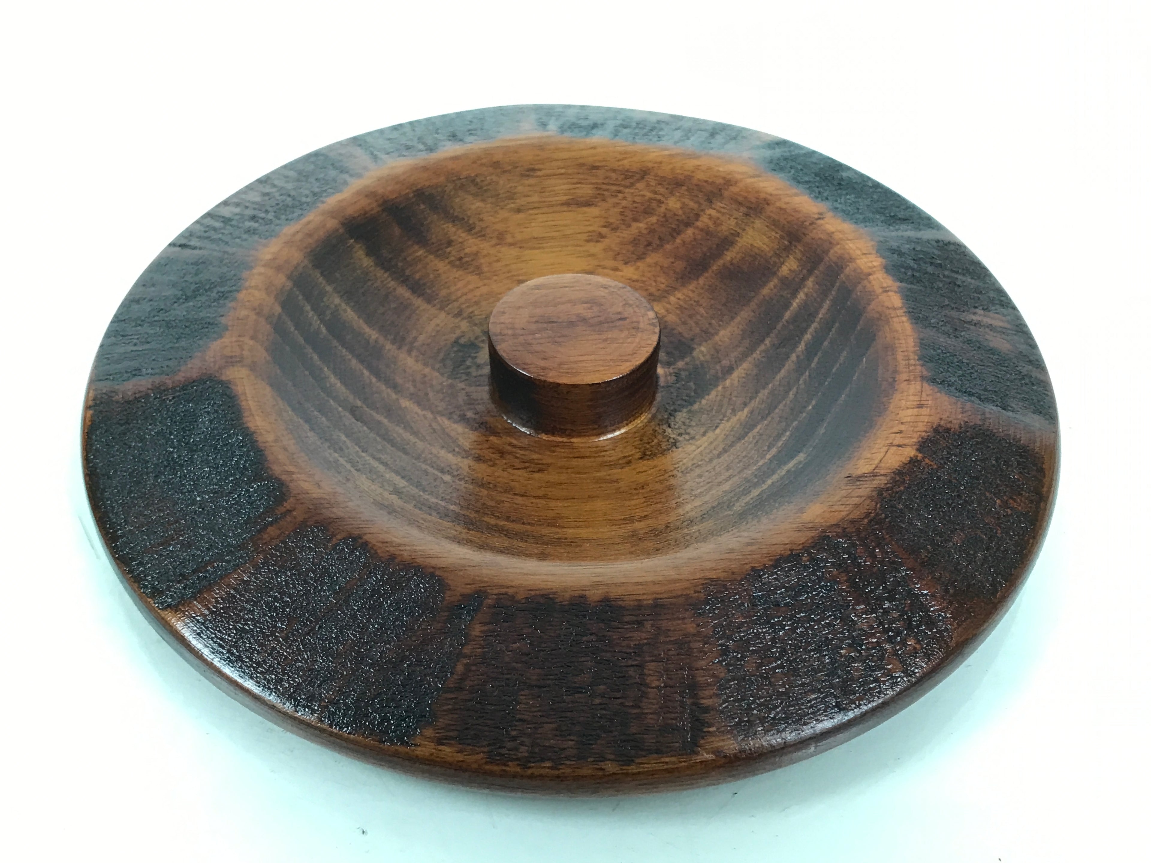 Japanese Brushed Lacquer Wooden Lidded Bowl Kashiki Vtg Tea Ceremony LWB130