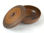 Japanese Brushed Lacquer Wooden Lidded Bowl Kashiki Vtg Tea Ceremony Lines L121