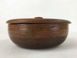 Japanese Brushed Lacquer Wooden Lidded Bowl Kashiki Vtg Tea Ceremony Lines L121
