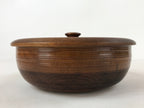 Japanese Brushed Lacquer Wooden Lidded Bowl Kashiki Vtg Tea Ceremony Lines L121