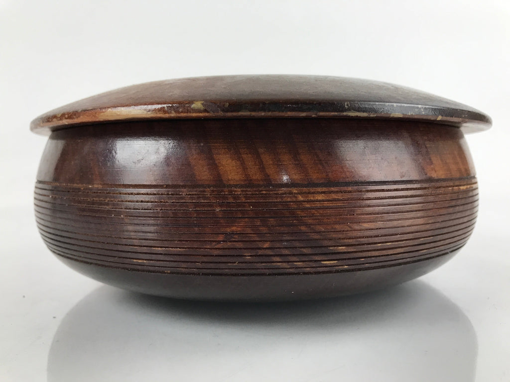 Japanese Brushed Lacquer Wooden Lidded Bowl Kashiki Vtg Tea Ceremony Lines L253