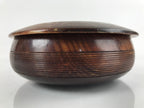 Japanese Brushed Lacquer Wooden Lidded Bowl Kashiki Vtg Tea Ceremony Lines L253