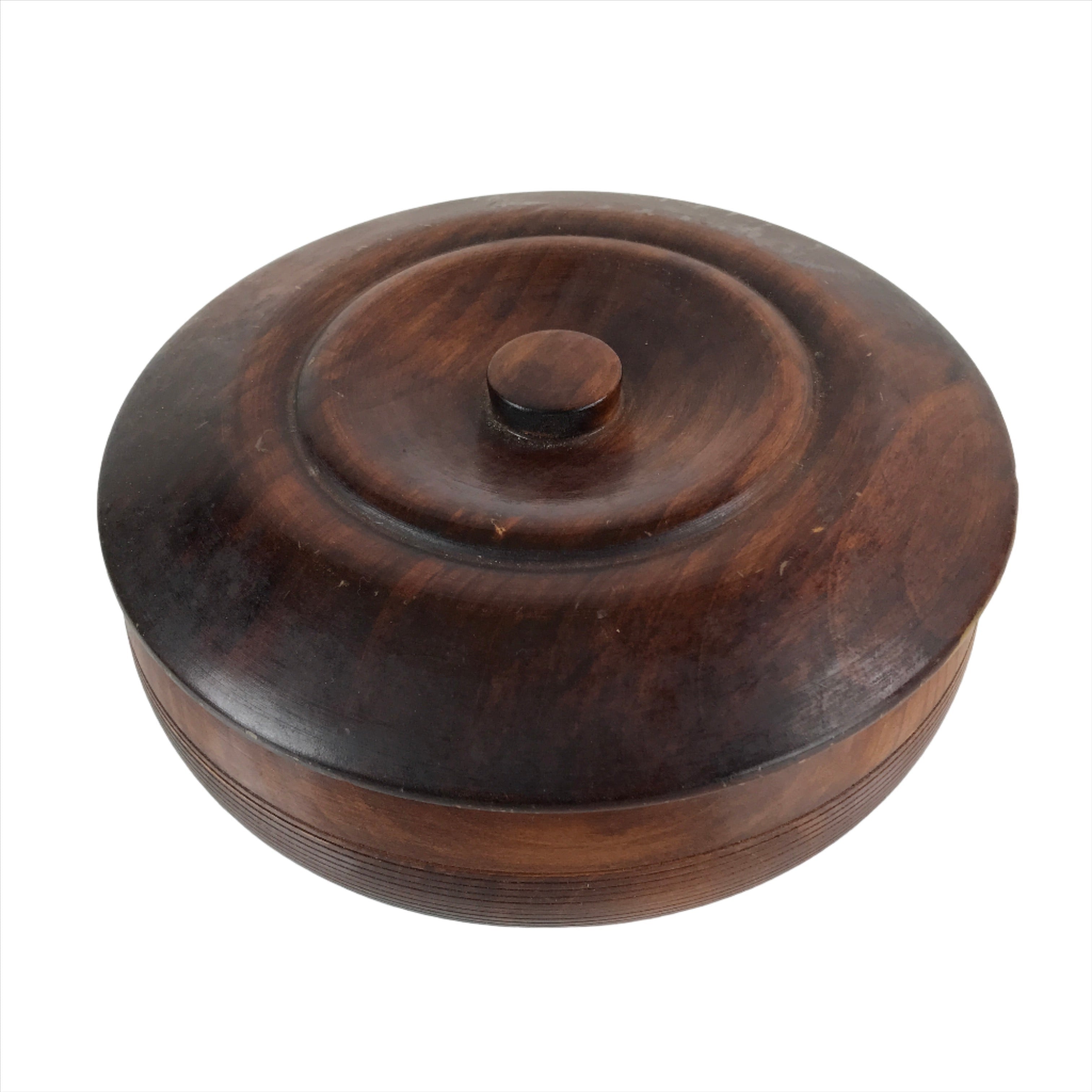 Japanese Brushed Lacquer Wooden Lidded Bowl Kashiki Vtg Tea Ceremony Lines L253