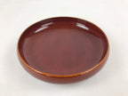 Japanese Brushed Lacquer Wooden Round Serving Plate Vtg Brown Shunkei Box L31