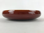 Japanese Brushed Lacquer Wooden Round Serving Plate Vtg Brown Shunkei Box L31