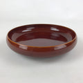 Japanese Brushed Lacquer Wooden Round Serving Plate Vtg Brown Shunkei Box L31