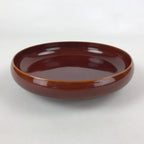 Japanese Brushed Lacquer Wooden Round Serving Plate Vtg Brown Shunkei Box L31
