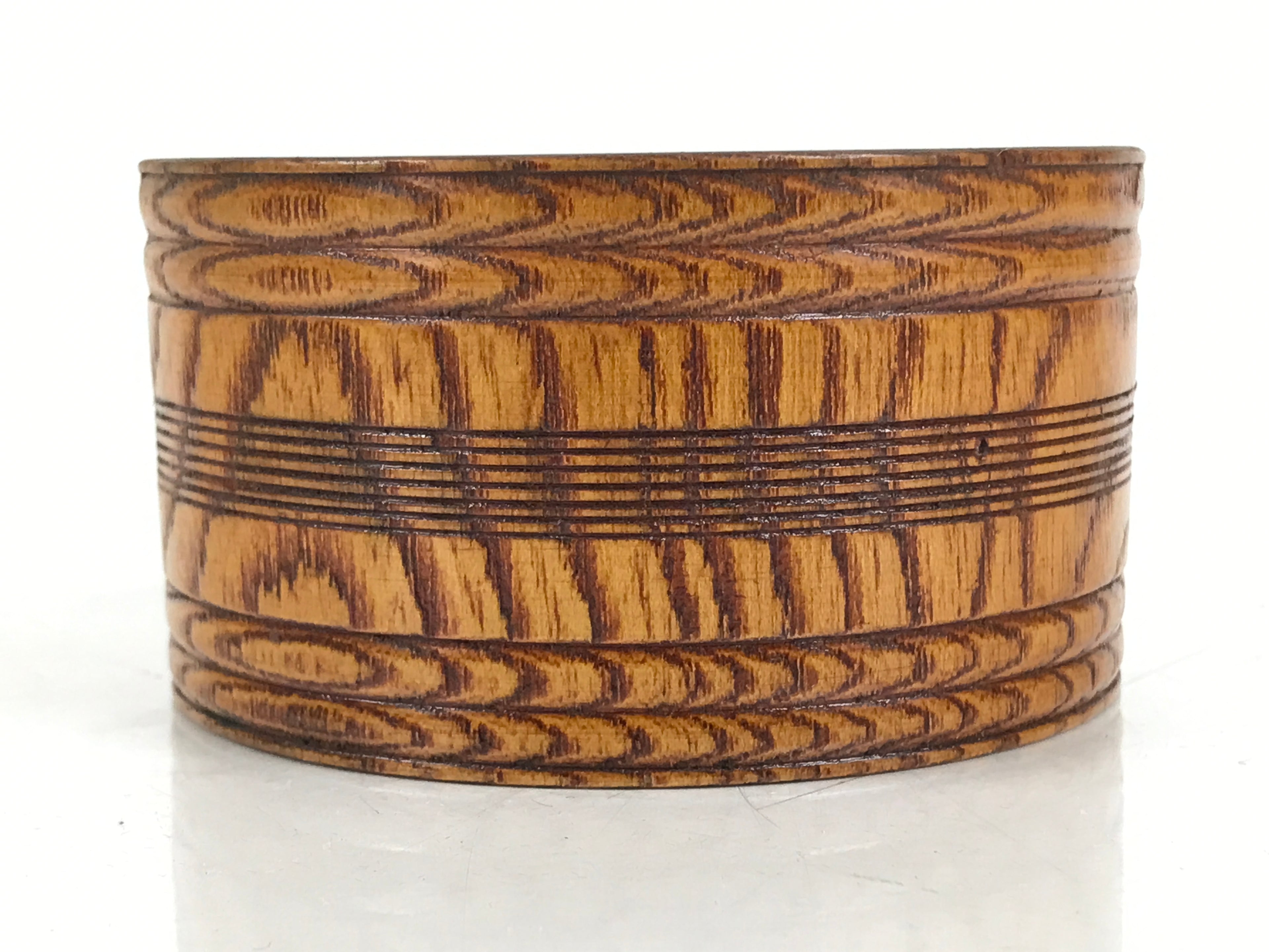 Japanese Brushed Lacquer Wooden Sake Snack Cup Vtg Kobachi Bowl Brown L480