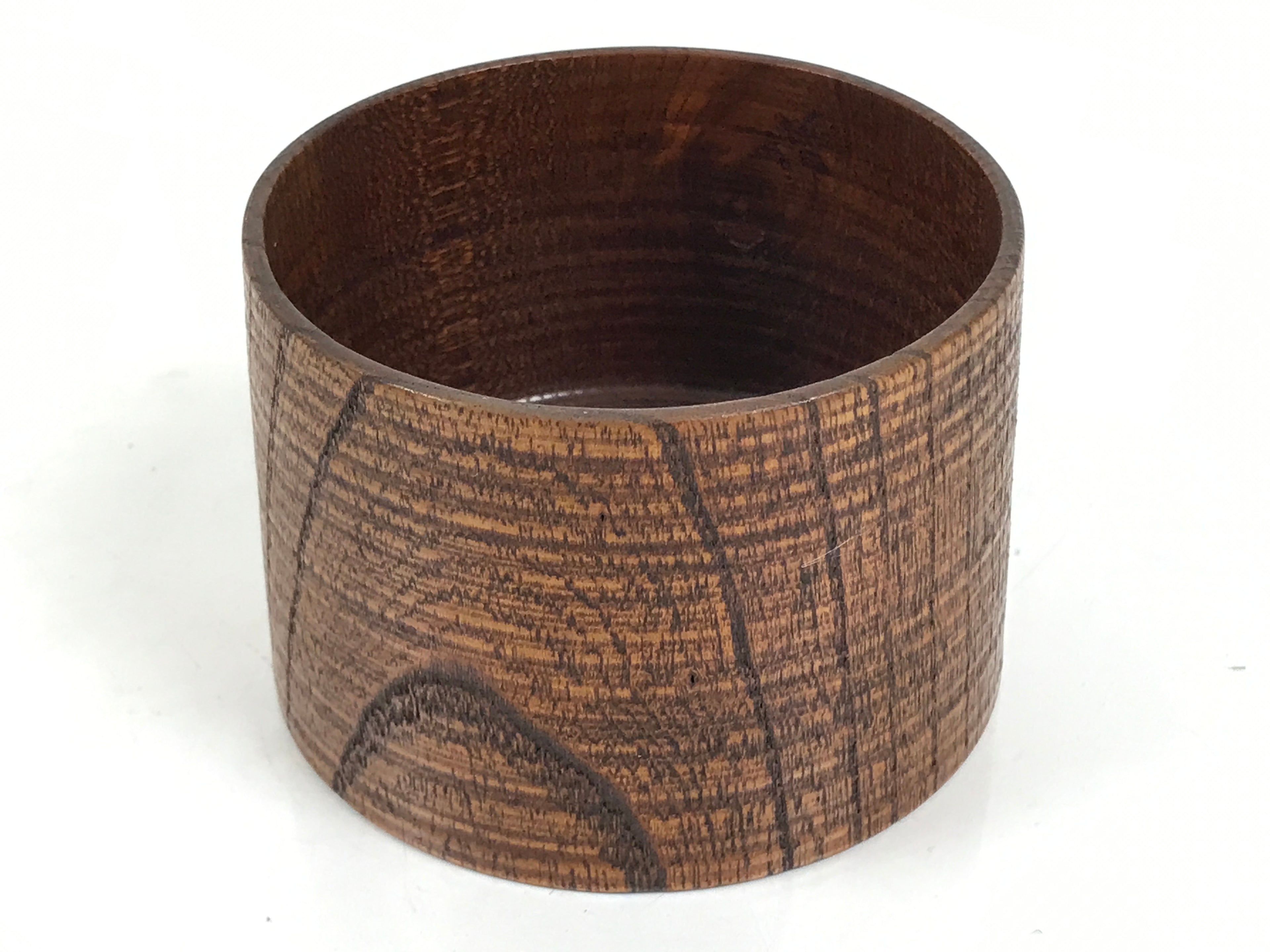 Japanese Brushed Lacquer Wooden Sake Snack Cup Vtg Kobachi Bowl Brown L482