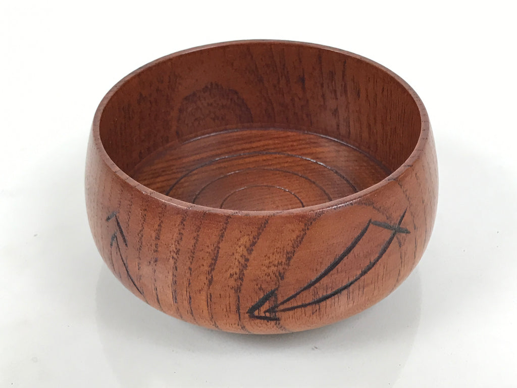 Japanese Brushed Lacquer Wooden Sake Snack Cup Vtg Kobachi Bowl Brown L597