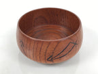 Japanese Brushed Lacquer Wooden Sake Snack Cup Vtg Kobachi Bowl Brown L597