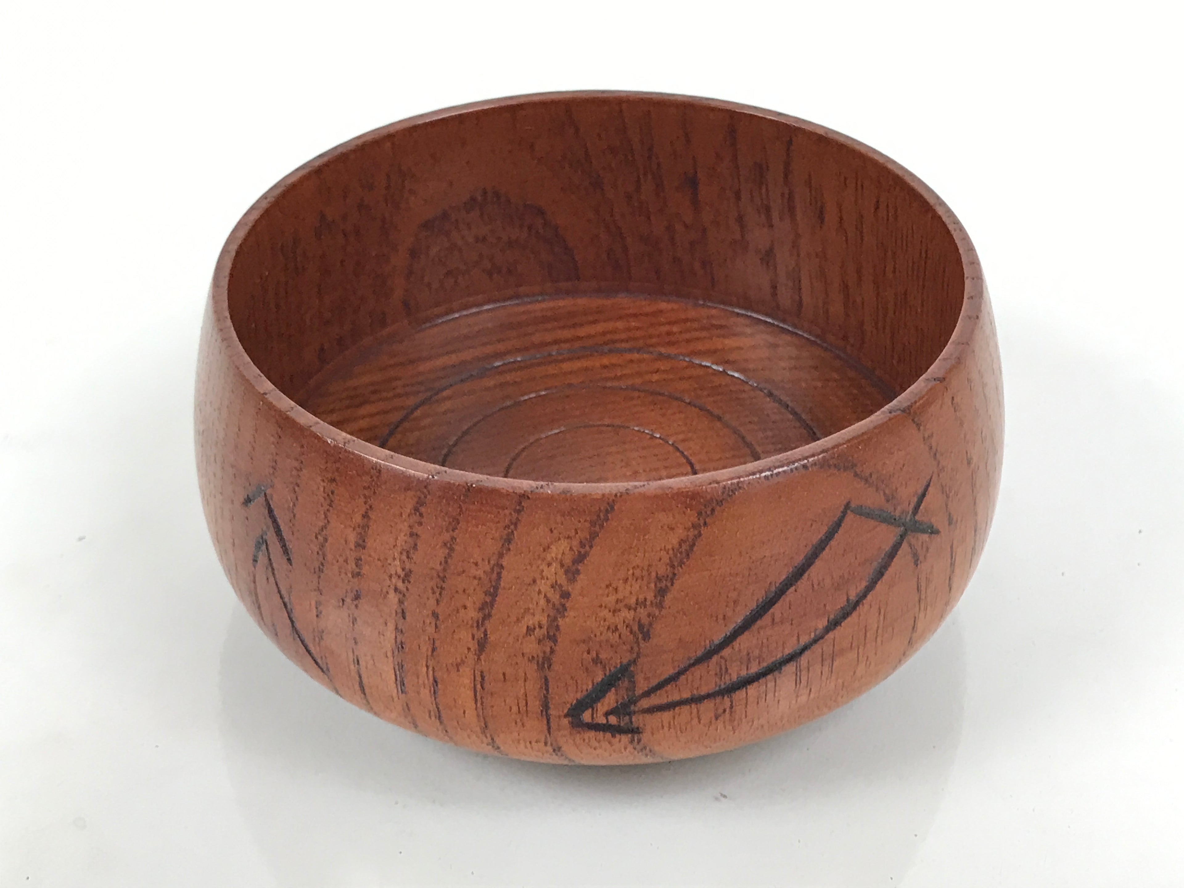 Japanese Brushed Lacquer Wooden Sake Snack Cup Vtg Kobachi Bowl Brown L597