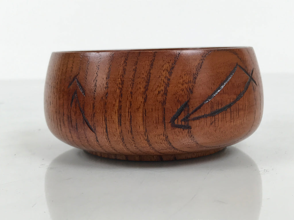 Japanese Brushed Lacquer Wooden Sake Snack Cup Vtg Kobachi Bowl Brown L597