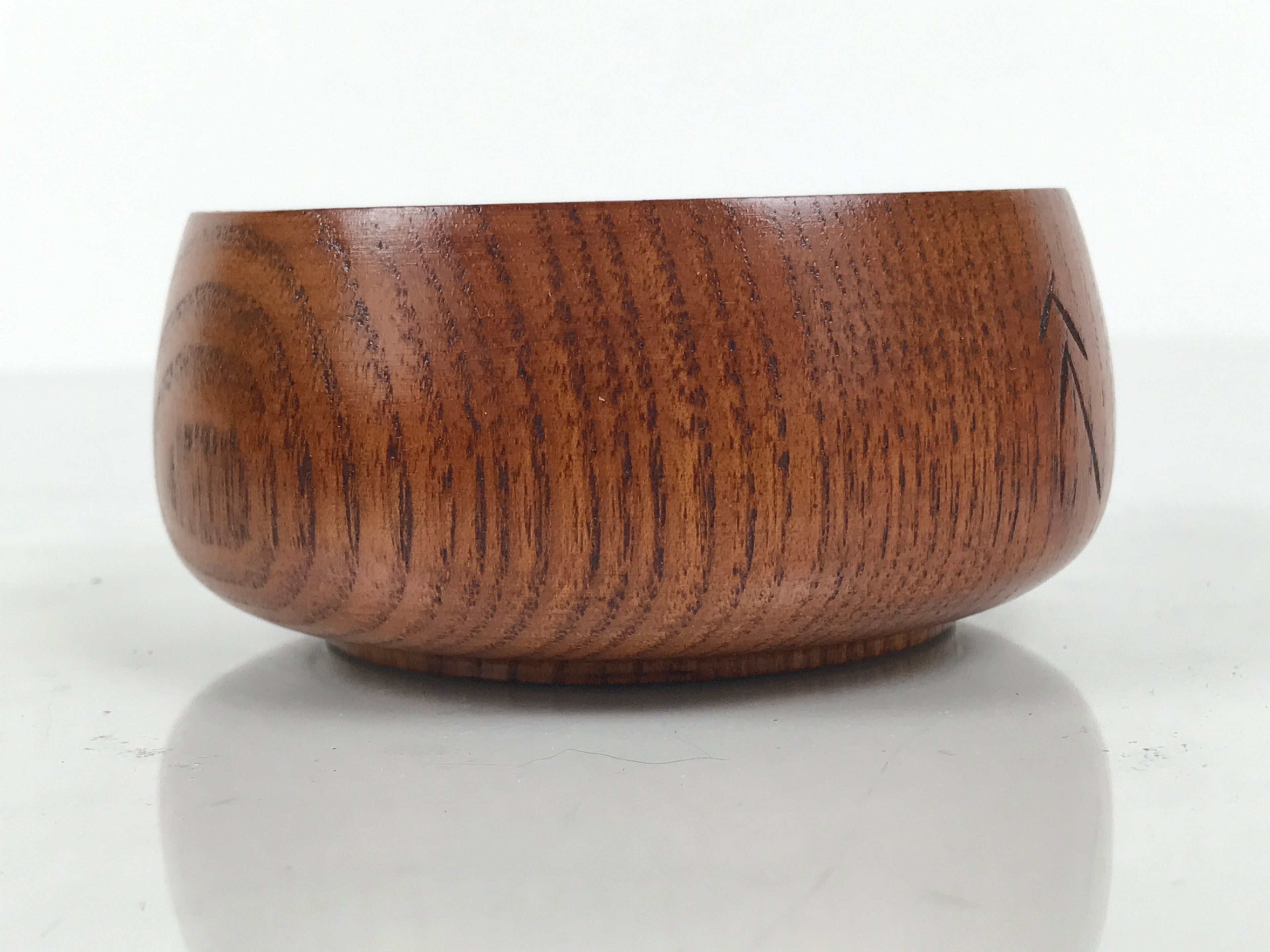 Japanese Brushed Lacquer Wooden Sake Snack Cup Vtg Kobachi Bowl Brown L597