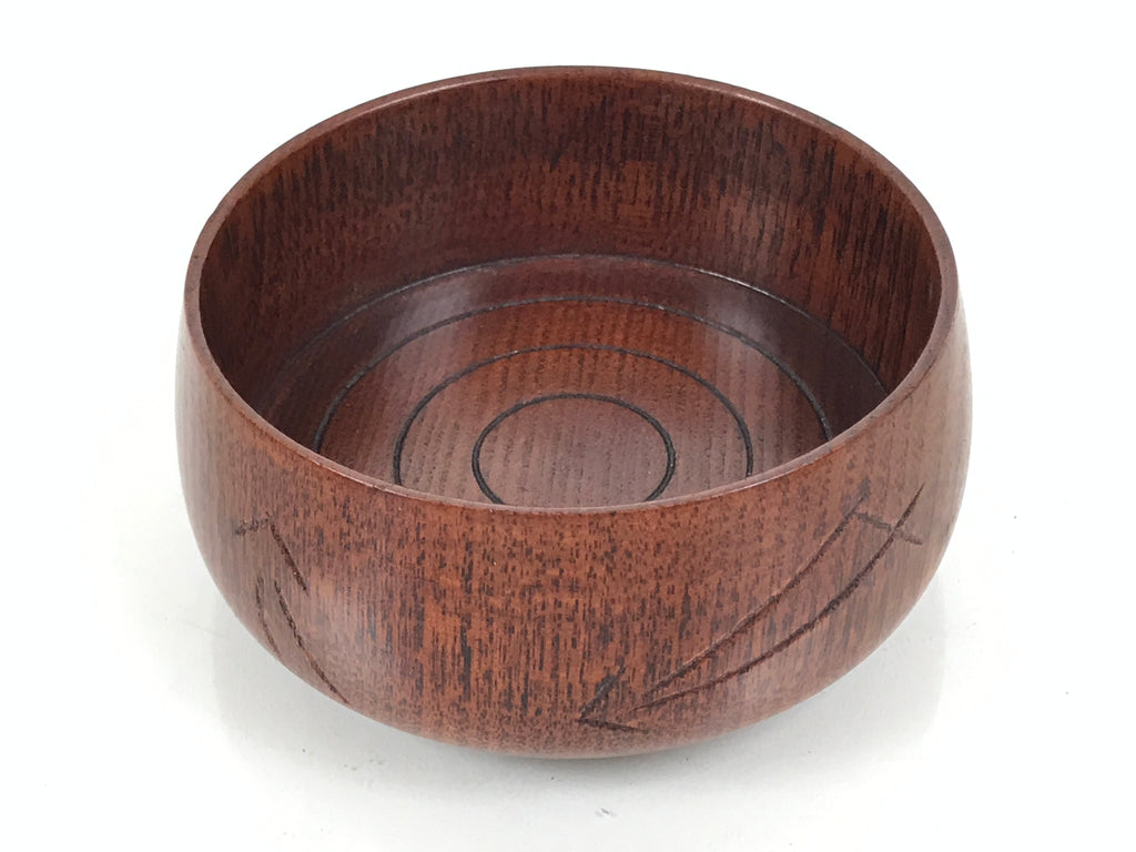 Japanese Brushed Lacquer Wooden Sake Snack Cup Vtg Kobachi Bowl Brown L598
