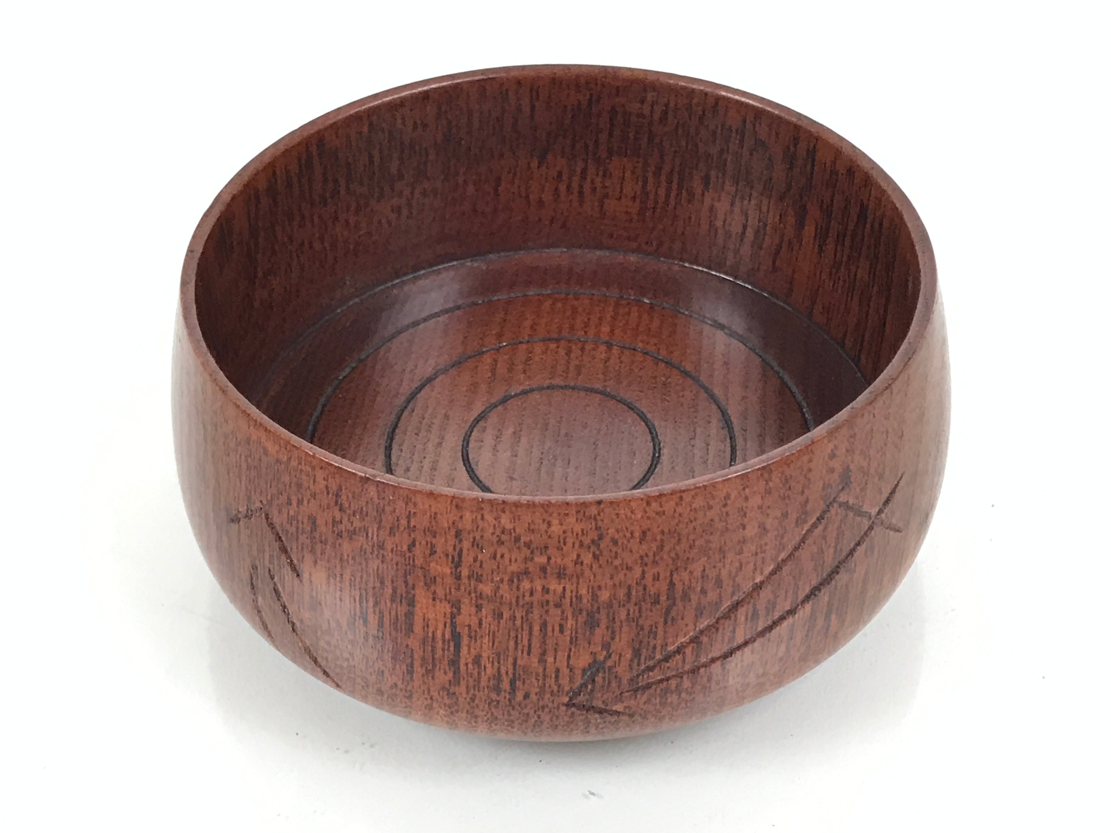 Japanese Brushed Lacquer Wooden Sake Snack Cup Vtg Kobachi Bowl Brown L598