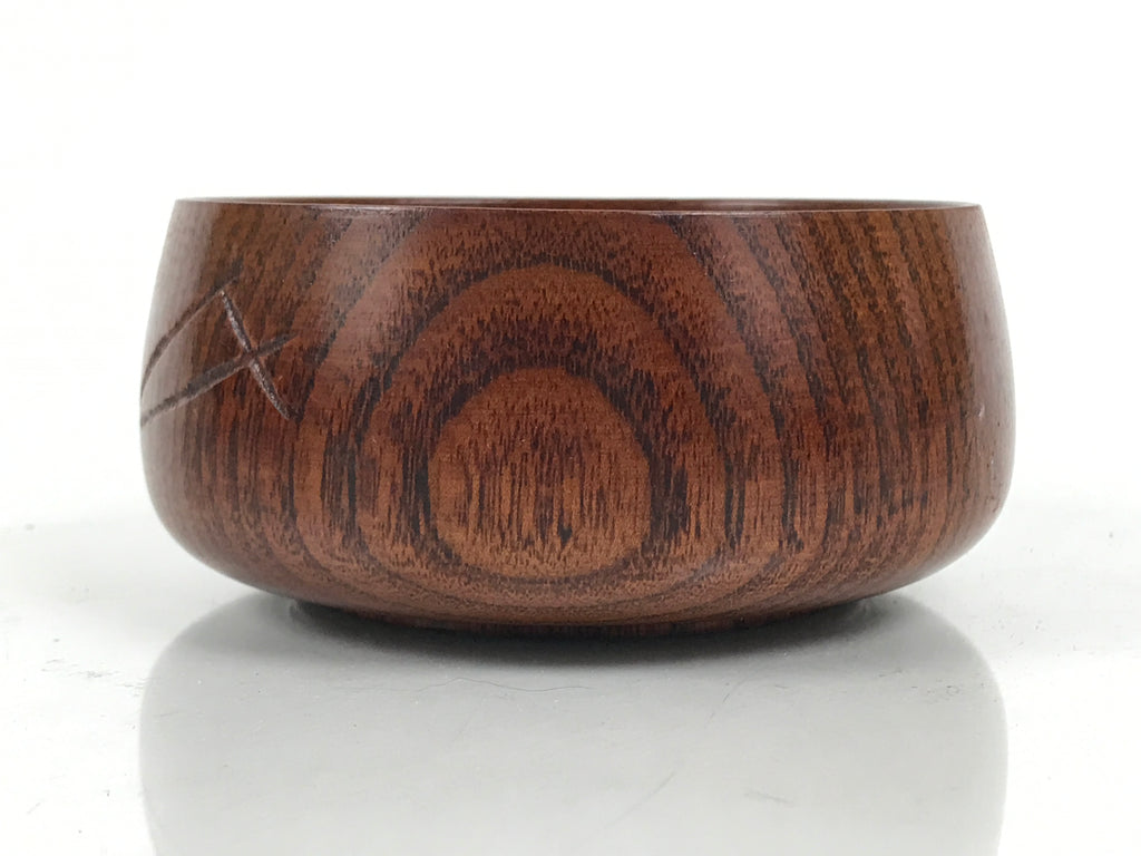 Japanese Brushed Lacquer Wooden Sake Snack Cup Vtg Kobachi Bowl Brown L598