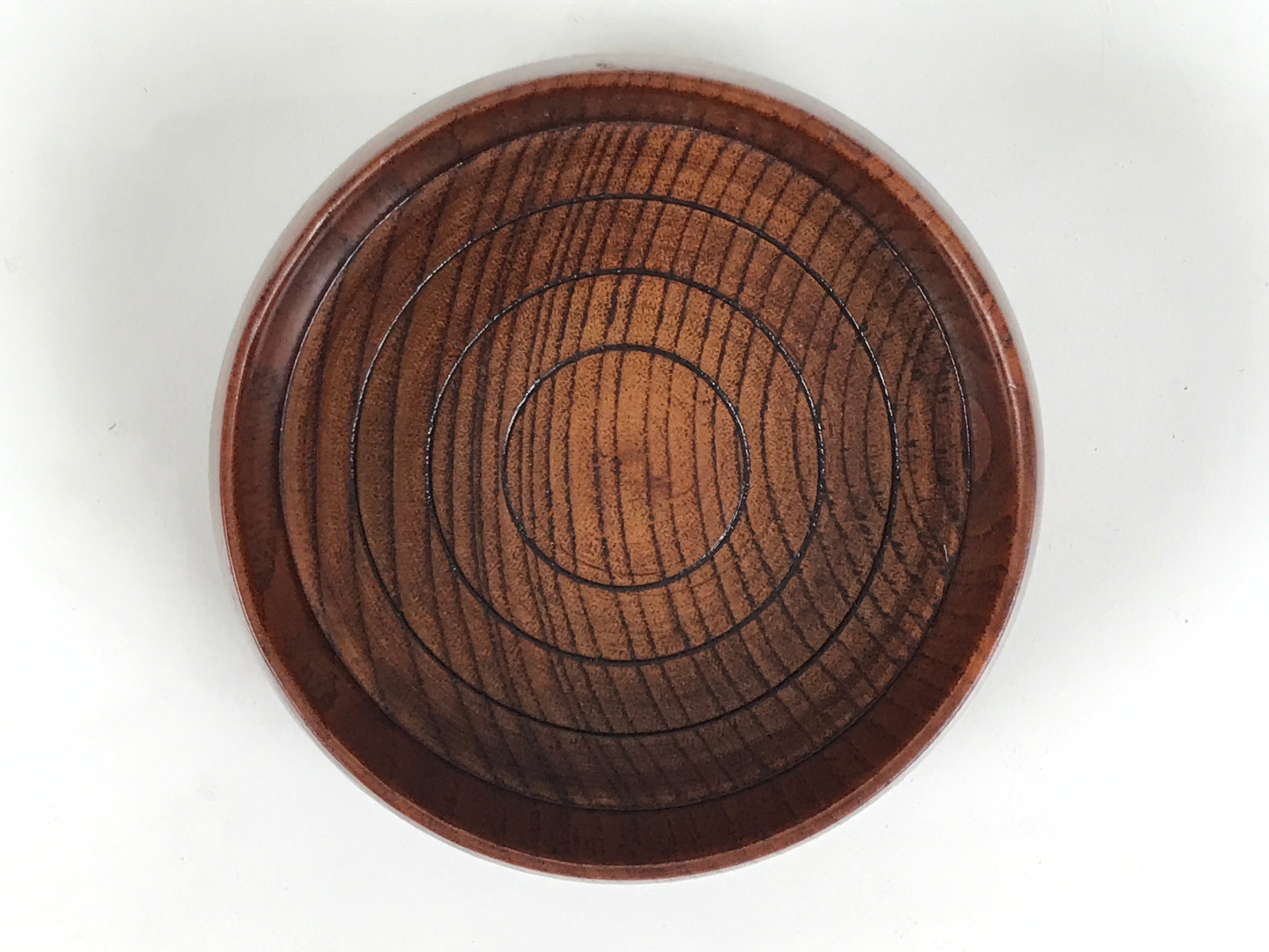 Japanese Brushed Lacquer Wooden Sake Snack Cup Vtg Kobachi Bowl Brown L599