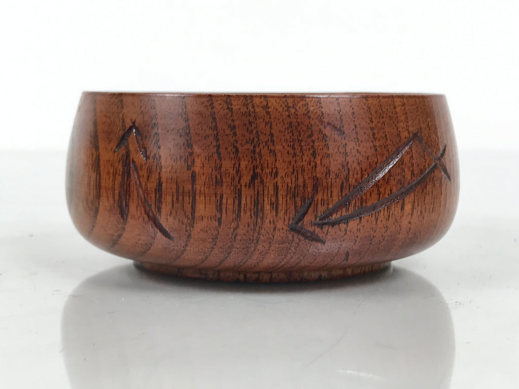 Japanese Brushed Lacquer Wooden Sake Snack Cup Vtg Kobachi Bowl Brown L599