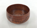 Japanese Brushed Lacquer Wooden Sake Snack Cup Vtg Kobachi Bowl Brown L600