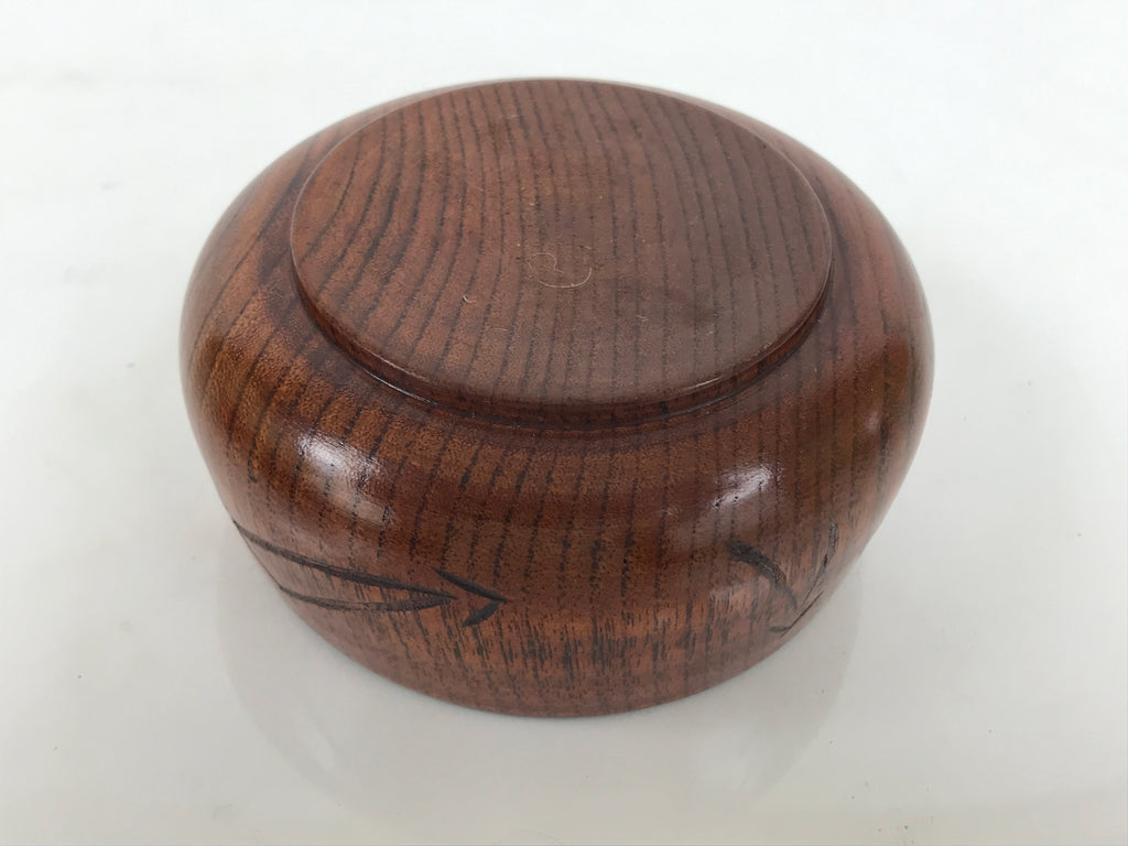 Japanese Brushed Lacquer Wooden Sake Snack Cup Vtg Kobachi Bowl Brown L600