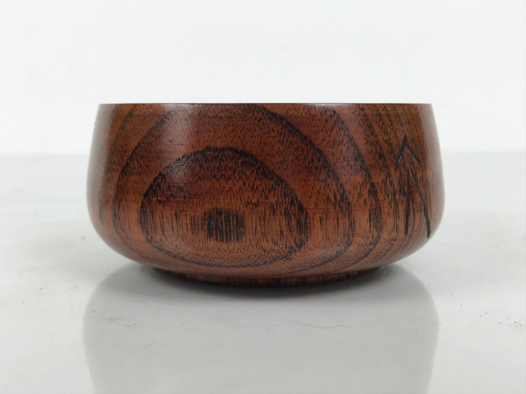 Japanese Brushed Lacquer Wooden Sake Snack Cup Vtg Kobachi Bowl Brown L600