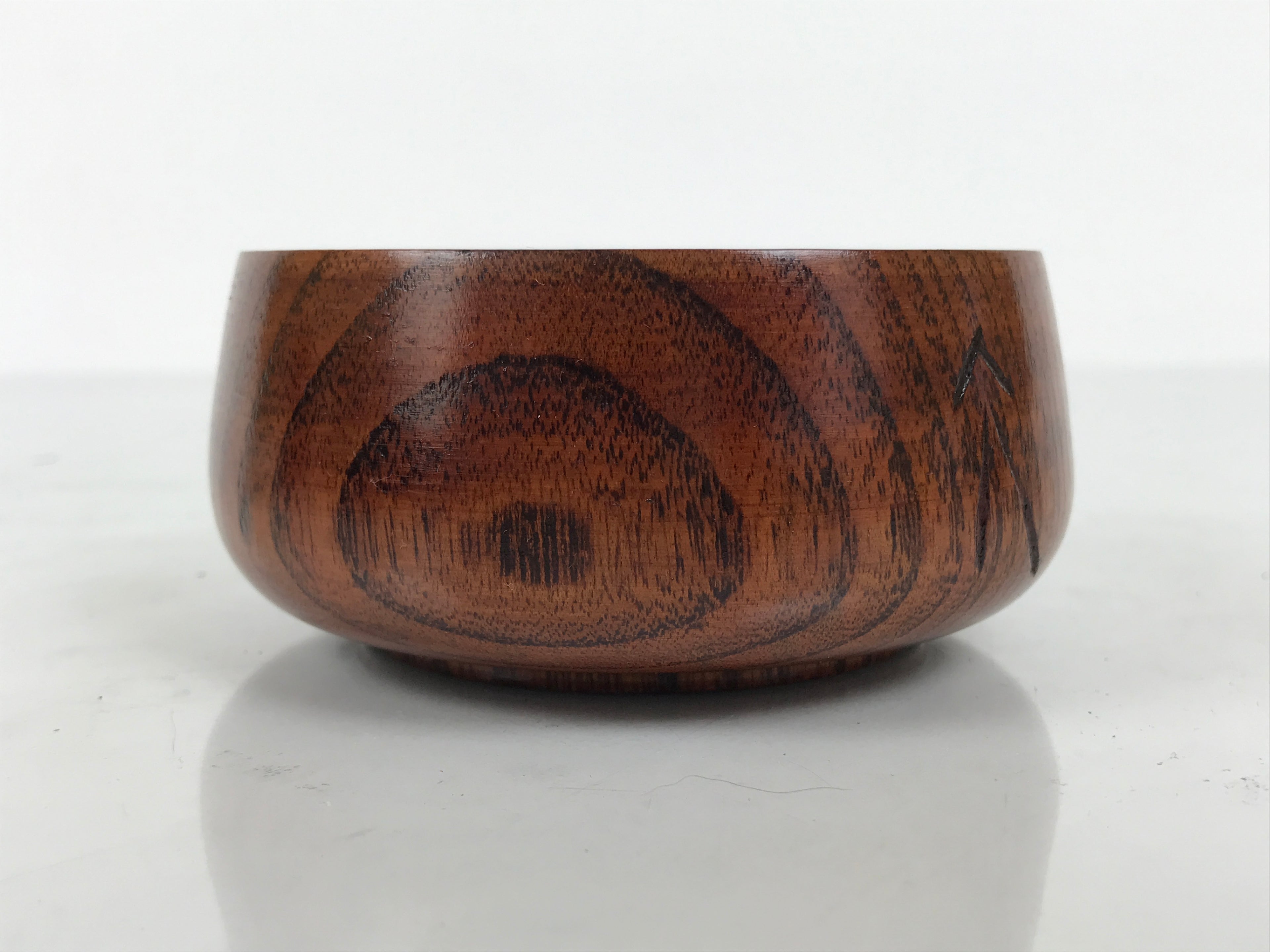 Japanese Brushed Lacquer Wooden Sake Snack Cup Vtg Kobachi Bowl Brown L600