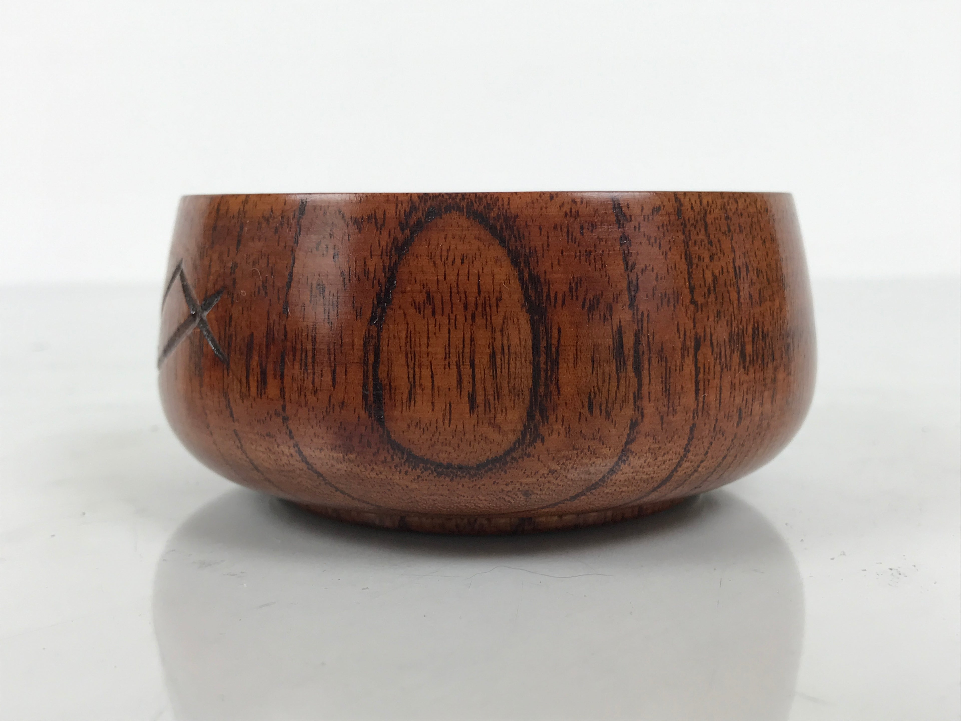 Japanese Brushed Lacquer Wooden Sake Snack Cup Vtg Kobachi Bowl Brown L600