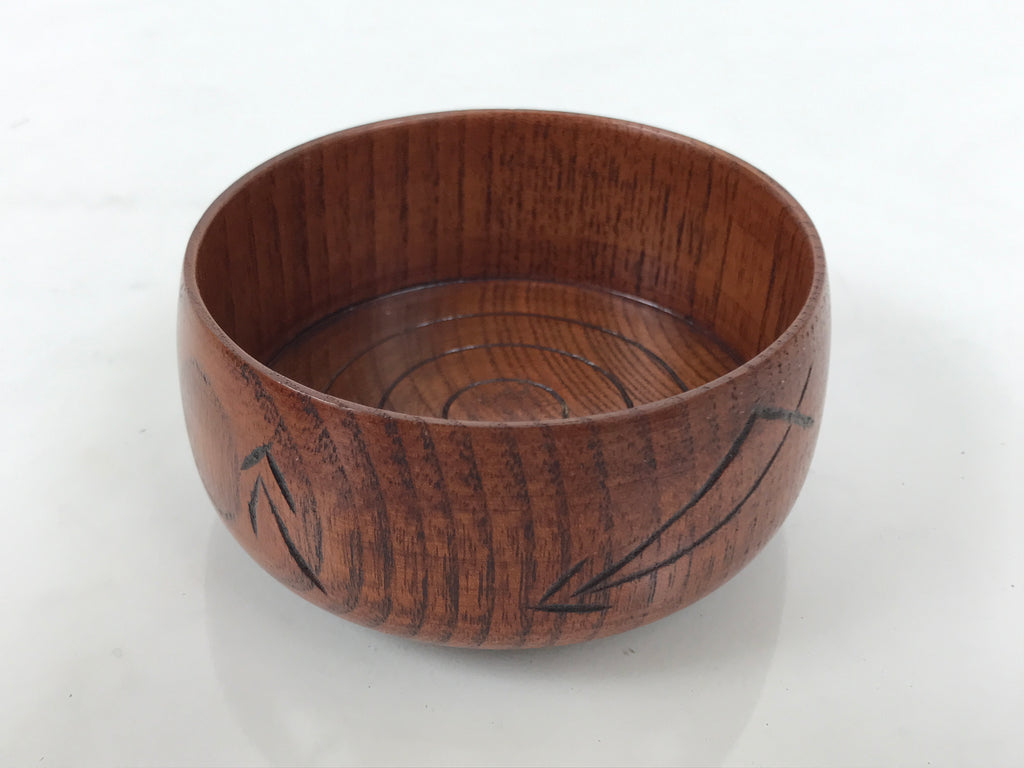 Japanese Brushed Lacquer Wooden Sake Snack Cup Vtg Kobachi Bowl Brown L601