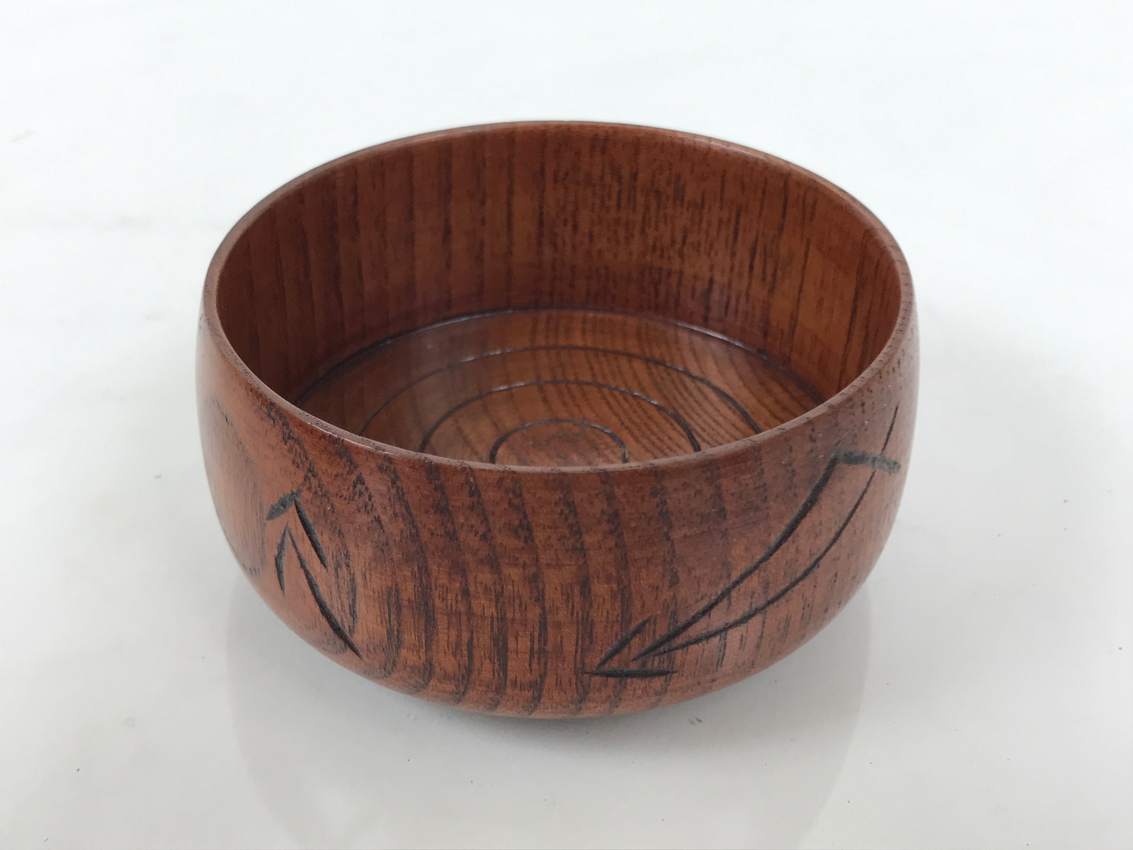 Japanese Brushed Lacquer Wooden Sake Snack Cup Vtg Kobachi Bowl Brown L601