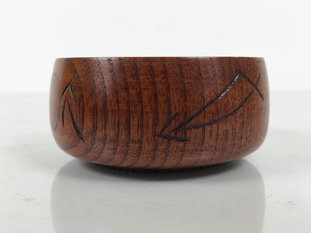 Japanese Brushed Lacquer Wooden Sake Snack Cup Vtg Kobachi Bowl Brown L601
