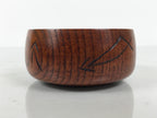Japanese Brushed Lacquer Wooden Sake Snack Cup Vtg Kobachi Bowl Brown L601