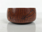 Japanese Brushed Lacquer Wooden Sake Snack Cup Vtg Kobachi Bowl Brown L601