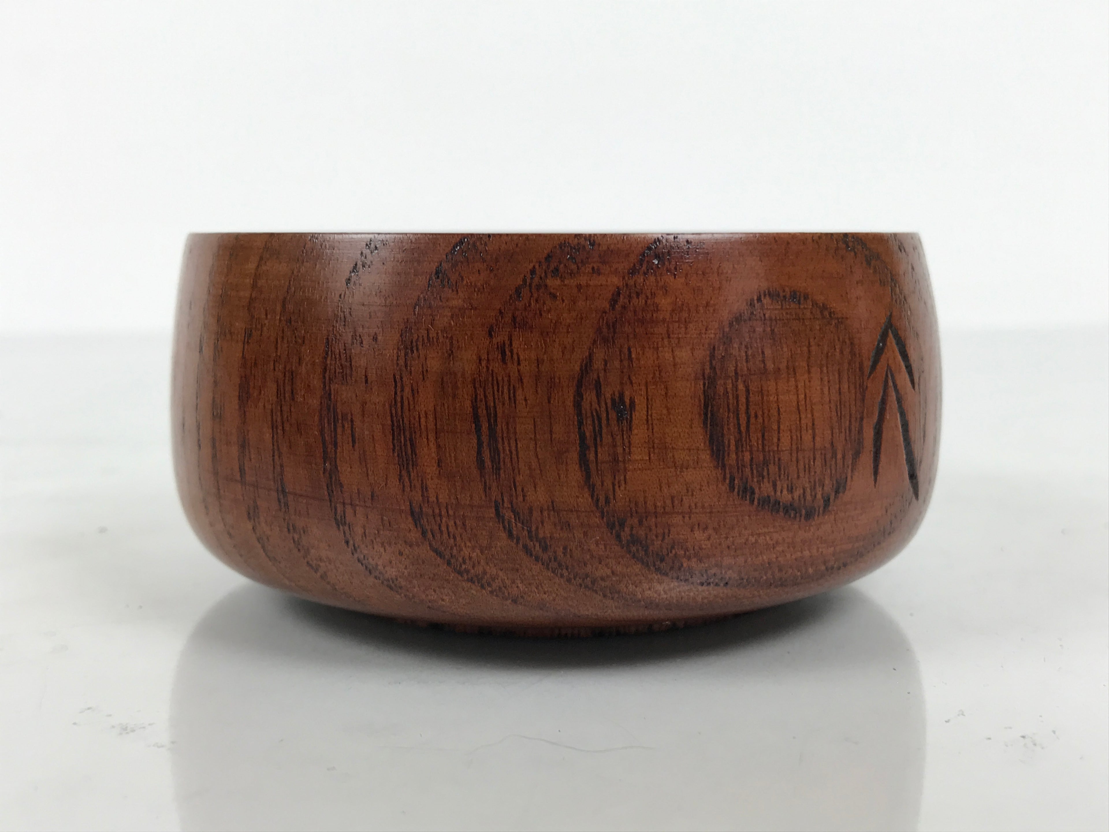 Japanese Brushed Lacquer Wooden Sake Snack Cup Vtg Kobachi Bowl Brown L601