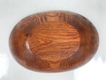 Japanese Brushed Lacquer Wooden Salad Serving Bowl Vtg Dish Utensil Brown LWB134