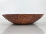 Japanese Brushed Lacquer Wooden Salad Serving Bowl Vtg Dish Utensil Brown LWB134