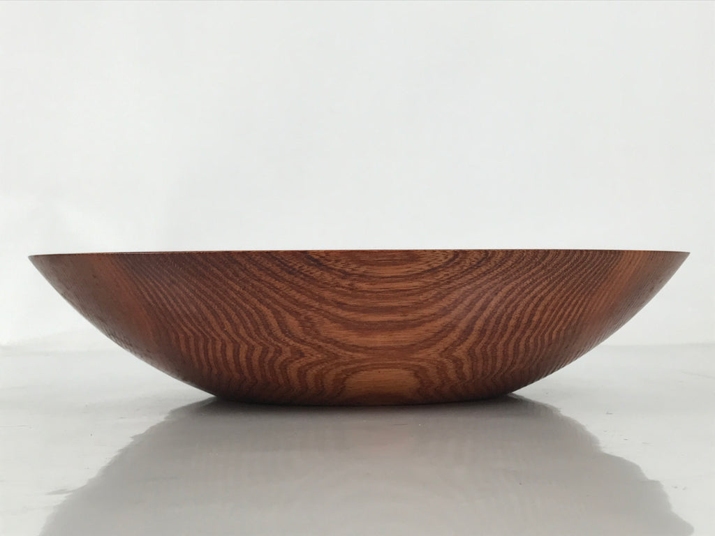 Japanese Brushed Lacquer Wooden Salad Serving Bowl Vtg Dish Utensil Brown LWB134