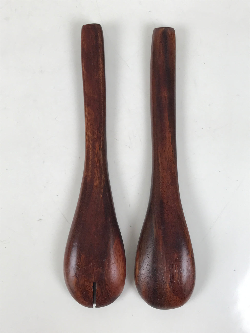 Japanese Brushed Lacquer Wooden Salad Serving Bowl Vtg Dish Utensils Brown L448