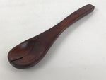 Japanese Brushed Lacquer Wooden Salad Serving Bowl Vtg Dish Utensils Brown L448