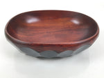 Japanese Brushed Lacquer Wooden Salad Serving Bowl Vtg Dish Utensils Brown L448