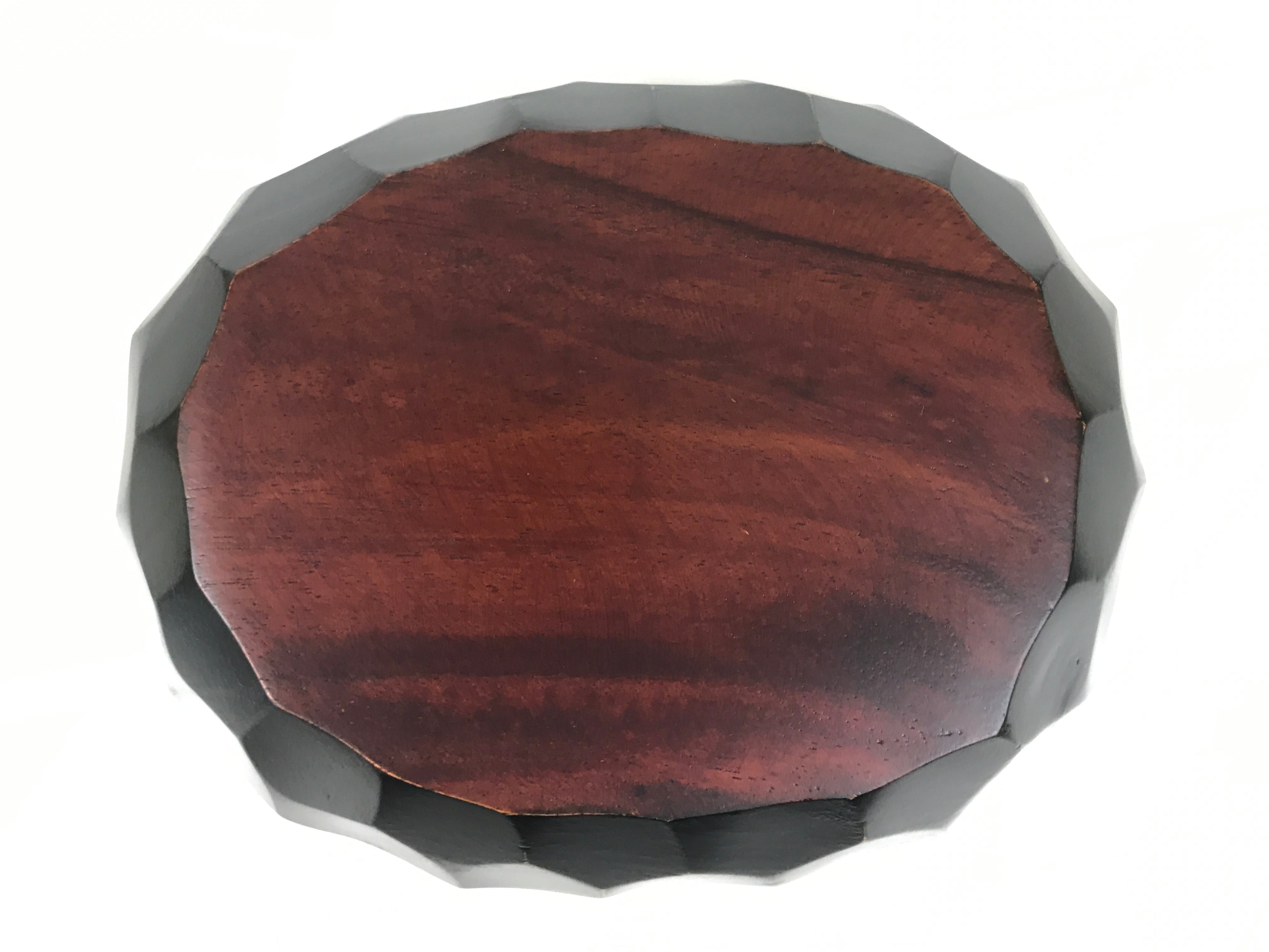 Japanese Brushed Lacquer Wooden Salad Serving Bowl Vtg Dish Utensils Brown L448