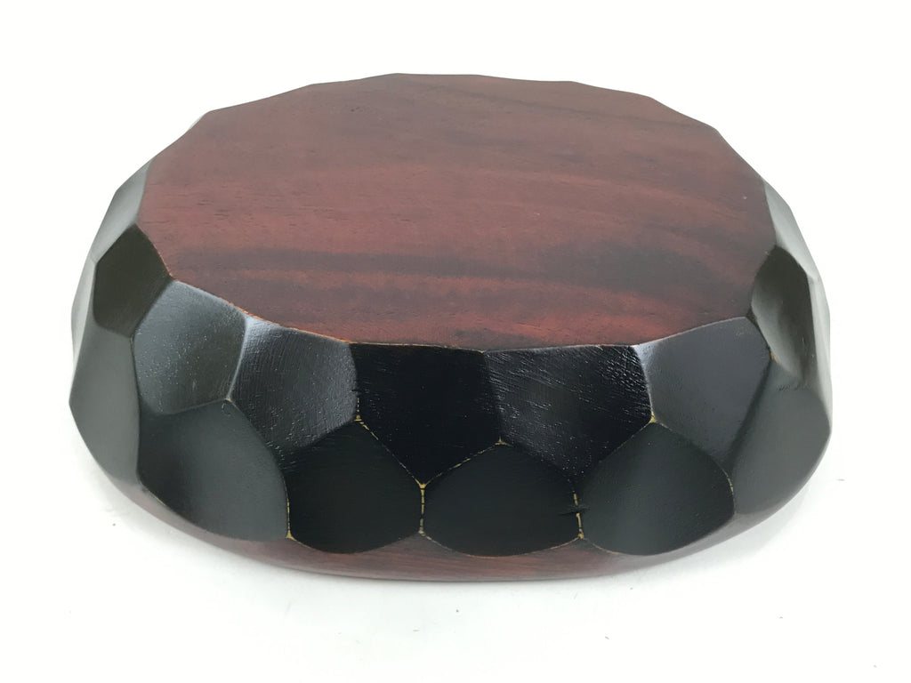 Japanese Brushed Lacquer Wooden Salad Serving Bowl Vtg Dish Utensils Brown L448
